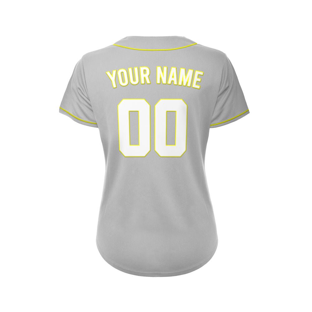 Women's Custom Gray Button Down Baseball Jersey