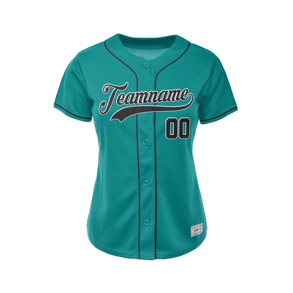 Women Custom Baseball Jersey Teal Black Design Jersey One