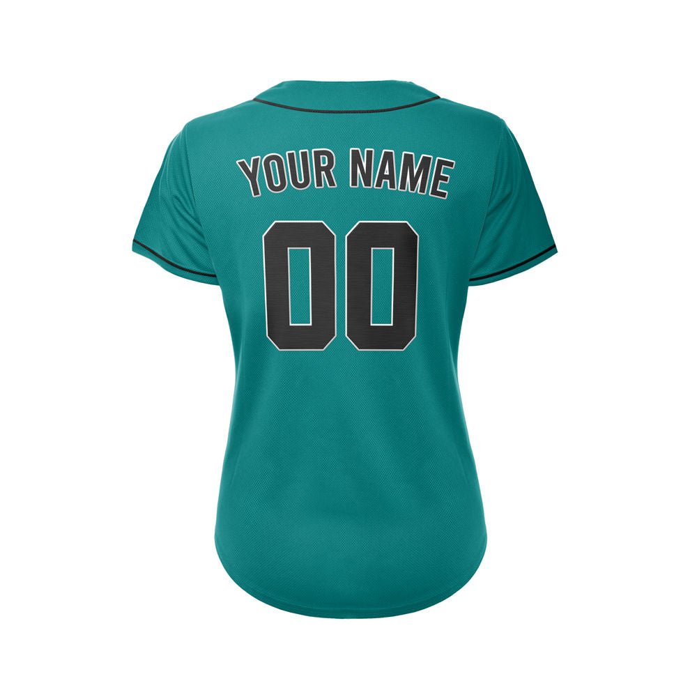 Women Custom Baseball Jersey Teal Black Design Jersey One