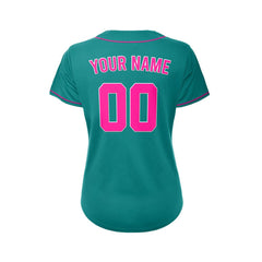 Women's Custom Teal Button Down Baseball Jersey