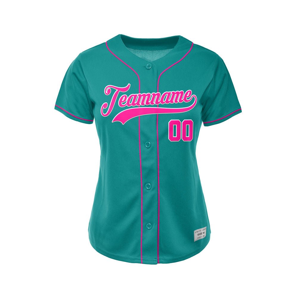 Women's Custom Teal Button Down Baseball Jersey