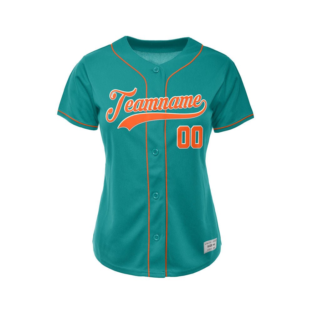 Women's Custom Teal Button Down Baseball Jersey