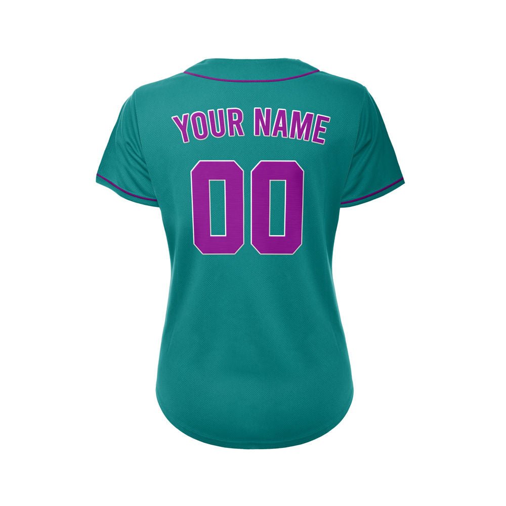 Women's Custom Teal Button Down Baseball Jersey