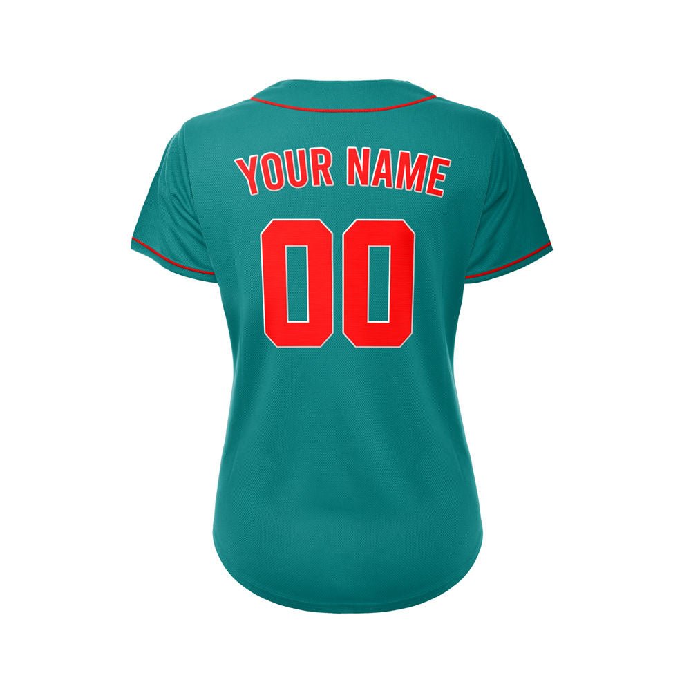 Women's Custom Teal Button Down Baseball Jersey