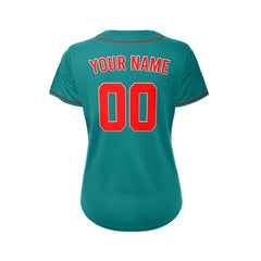 Women's Custom Teal Button Down Baseball Jersey