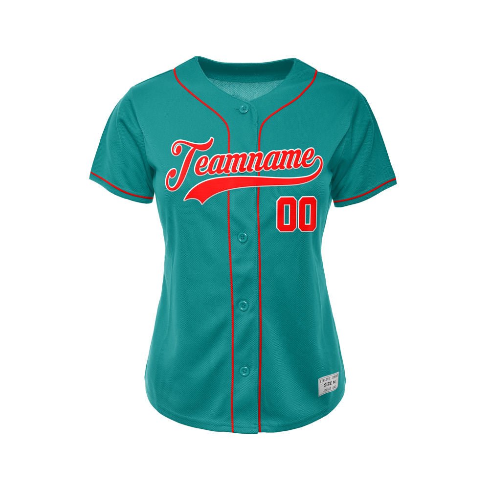Women's Custom Teal Button Down Baseball Jersey