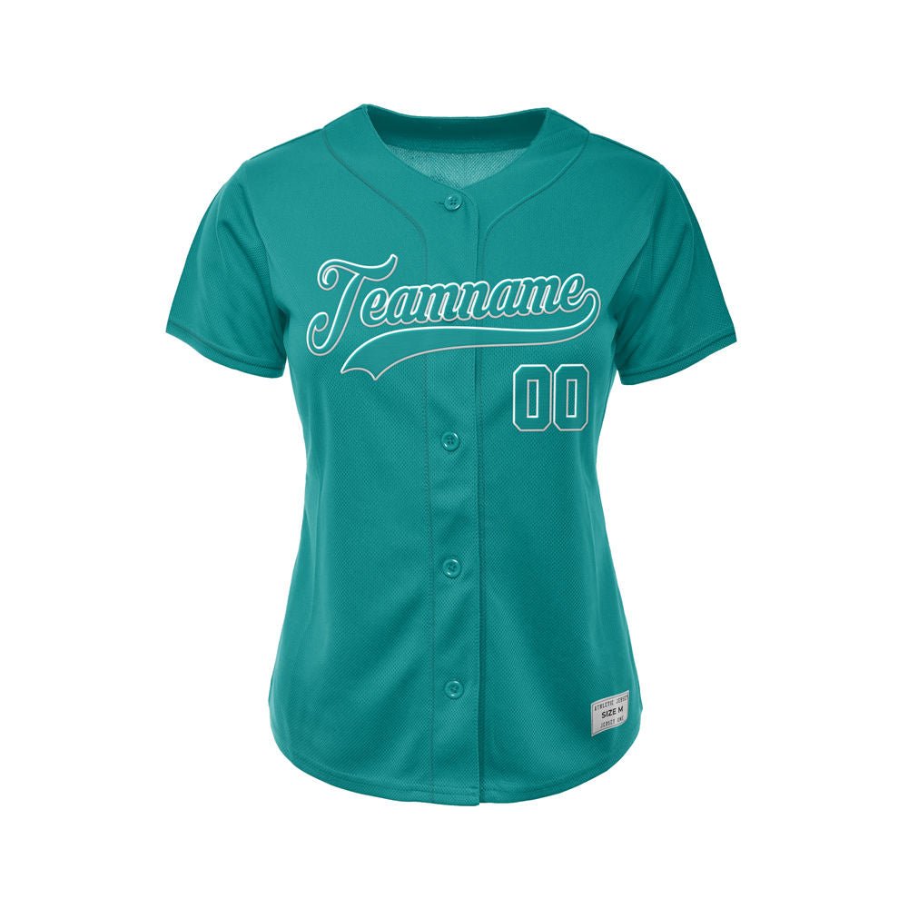 Women's Custom Teal Button Down Baseball Jersey