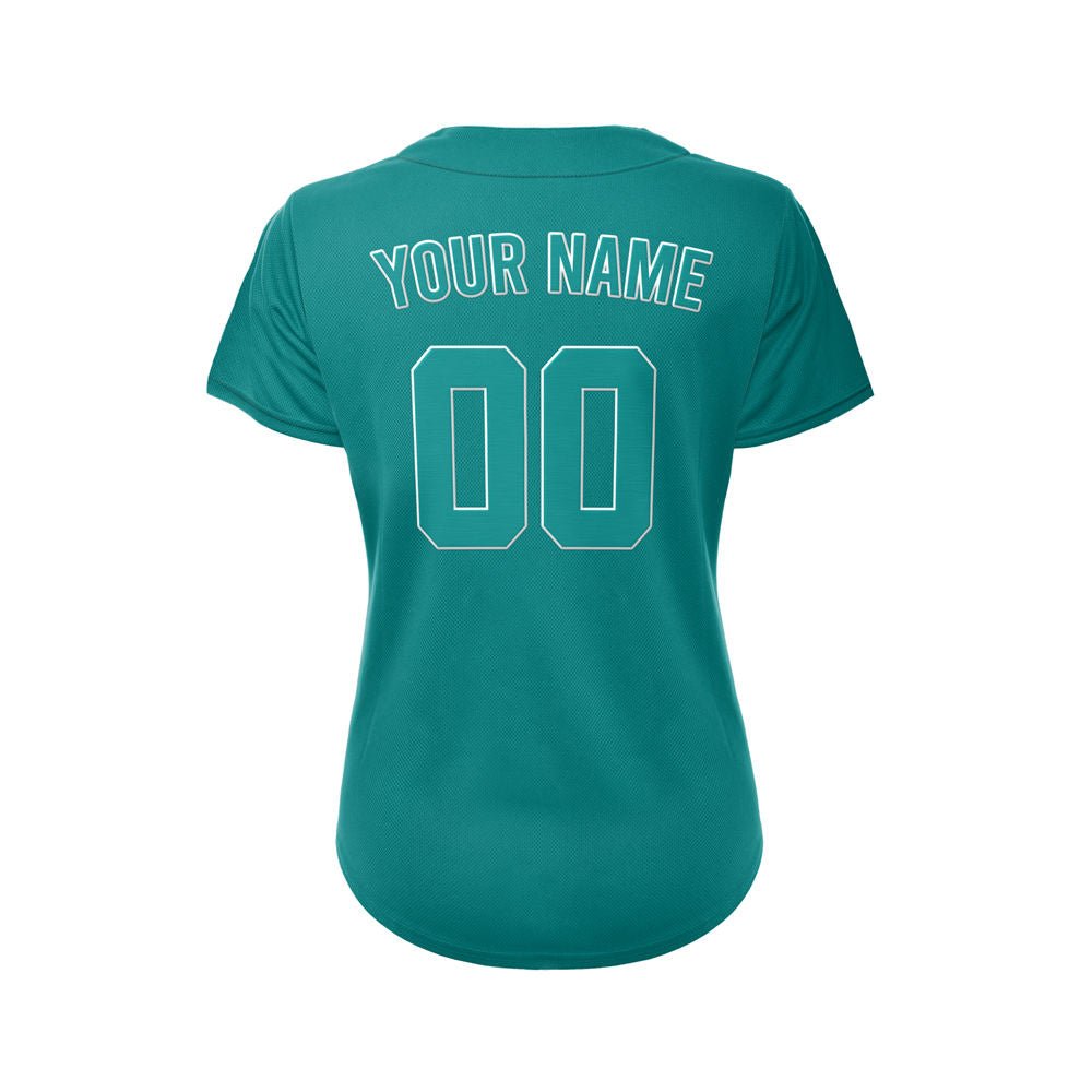 Women's Custom Teal Button Down Baseball Jersey