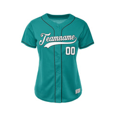 Women's Custom Teal Button Down Baseball Jersey