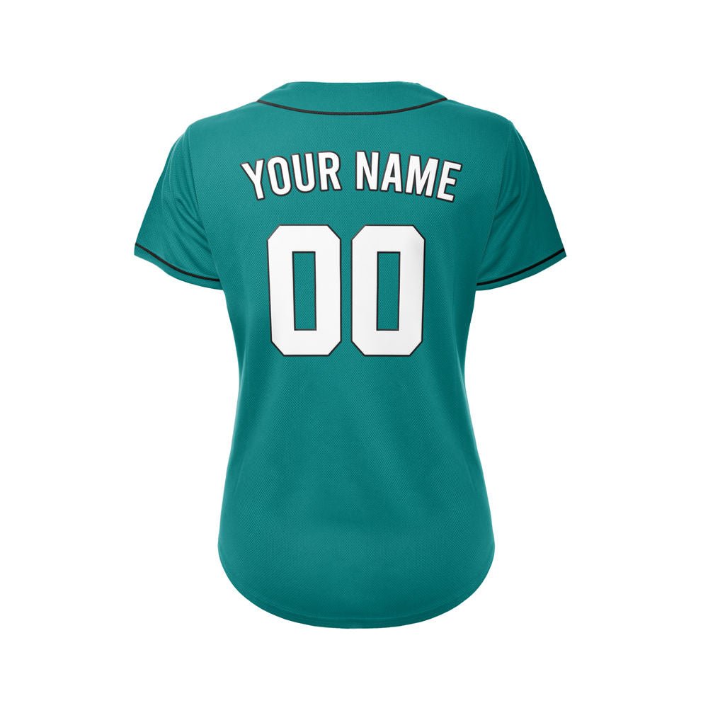 Women's Custom Teal Button Down Baseball Jersey