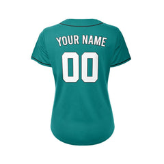 Women's Custom Teal Button Down Baseball Jersey