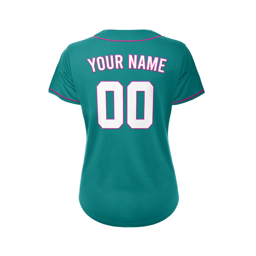 Women's Custom Teal Button Down Baseball Jersey
