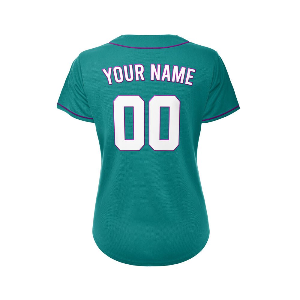 Women's Custom Teal Button Down Baseball Jersey