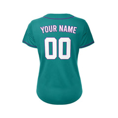 Women's Custom Teal Button Down Baseball Jersey