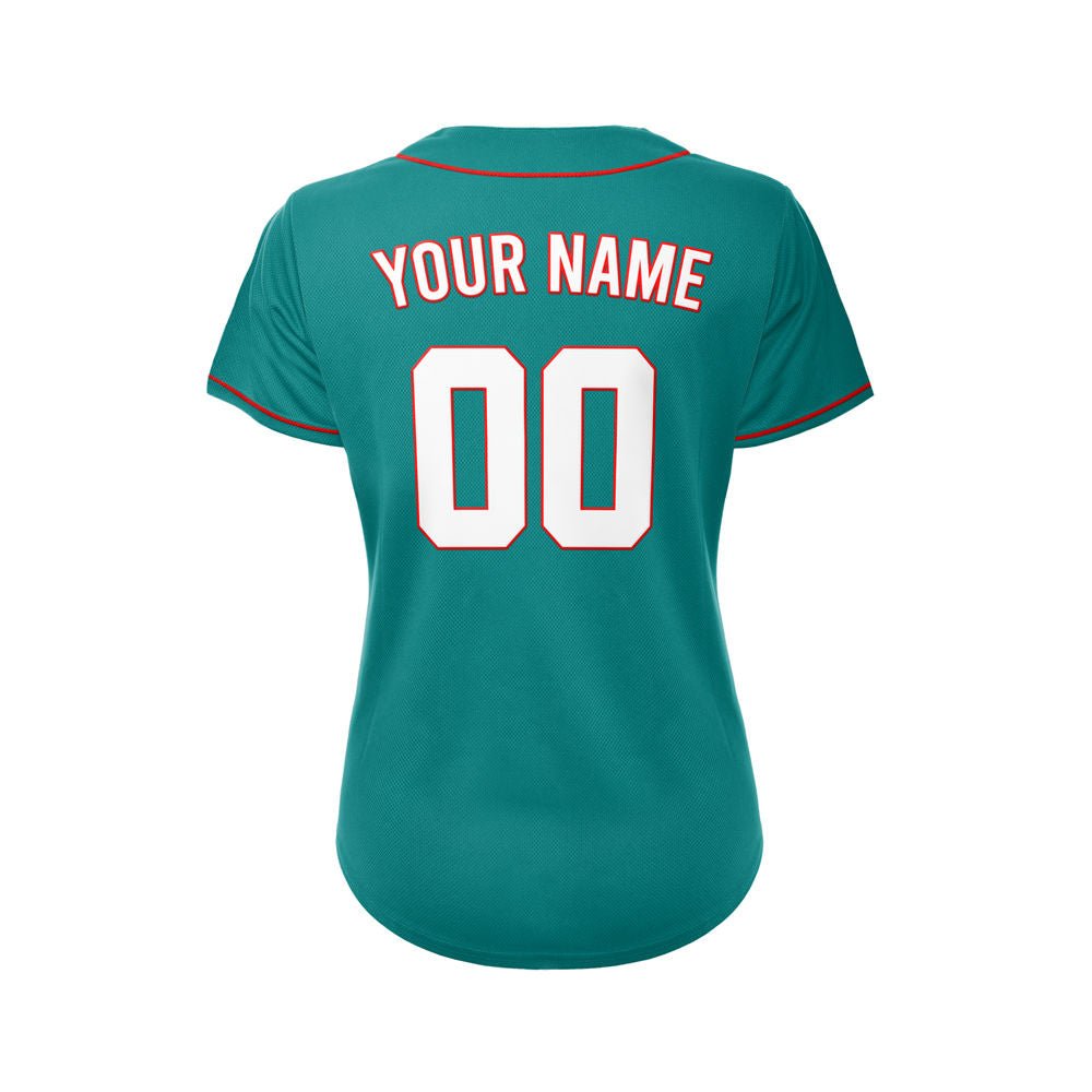 Women's Custom Teal Button Down Baseball Jersey