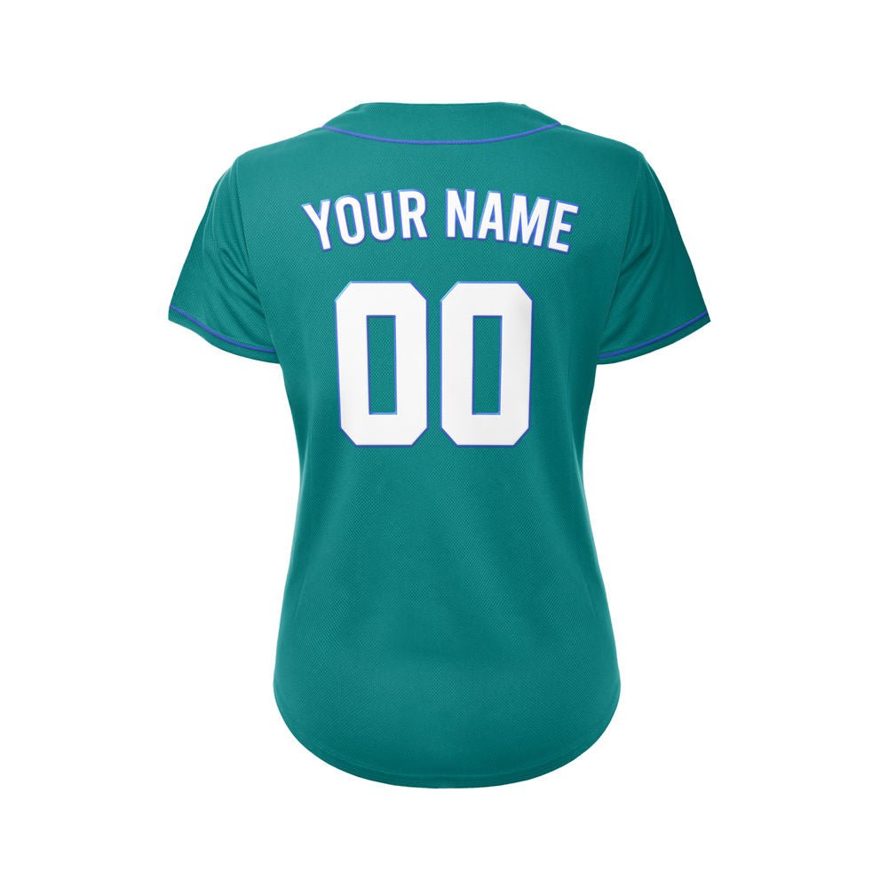 Women's Custom Teal Button Down Baseball Jersey