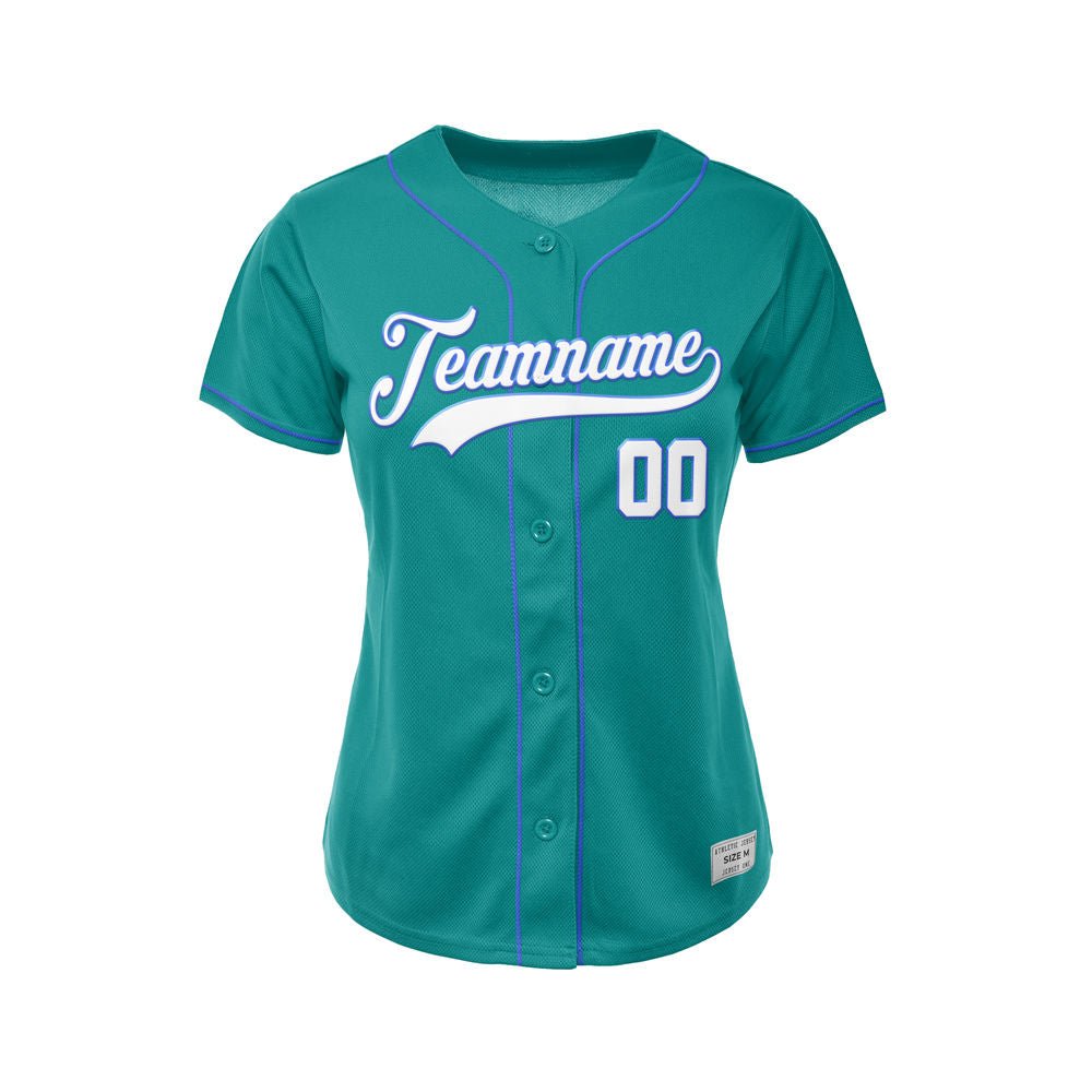 Women's Custom Teal Button Down Baseball Jersey