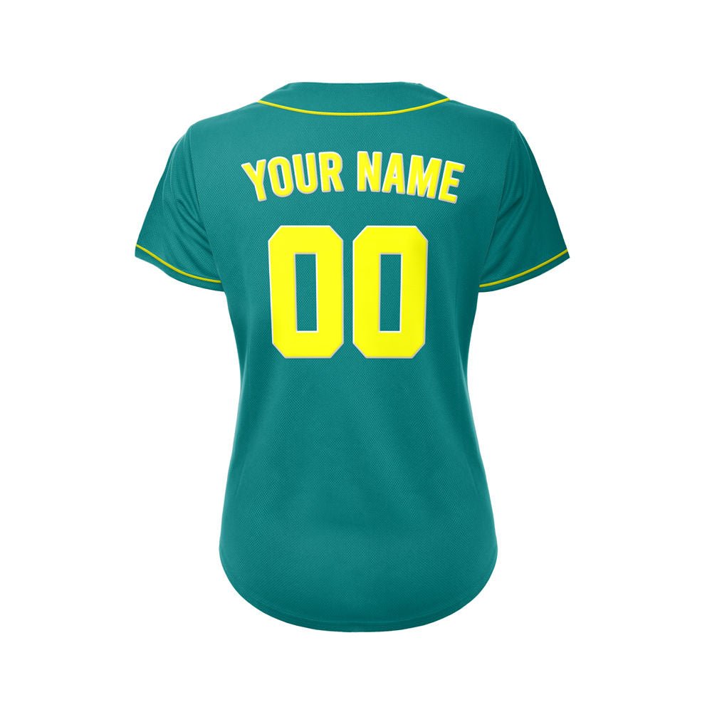 Women's Custom Teal Button Down Baseball Jersey