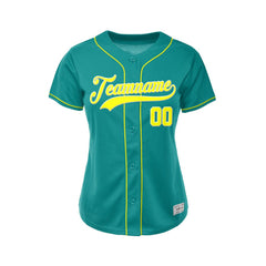 Women's Custom Teal Button Down Baseball Jersey