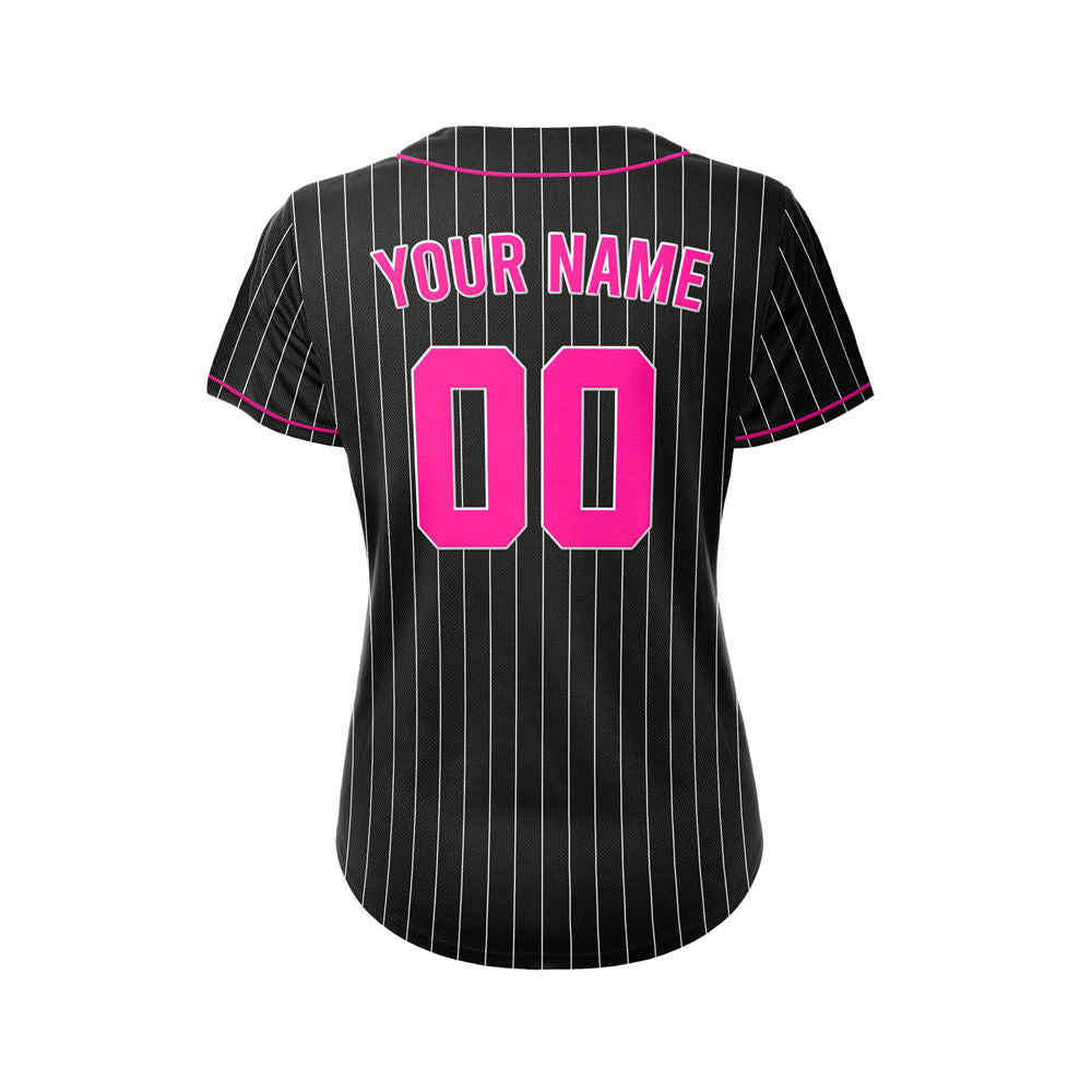 Women Custom Sublimation Black Pinstripe Baseball Jersey