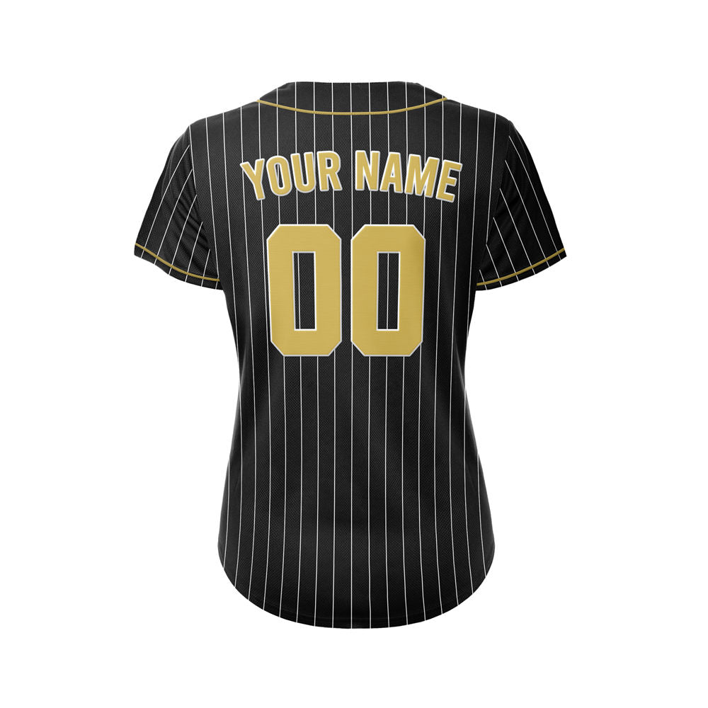 Women Custom Sublimation Black Pinstripe Baseball Jersey