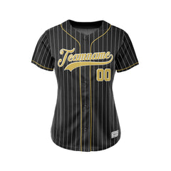 Women Custom Sublimation Black Pinstripe Baseball Jersey