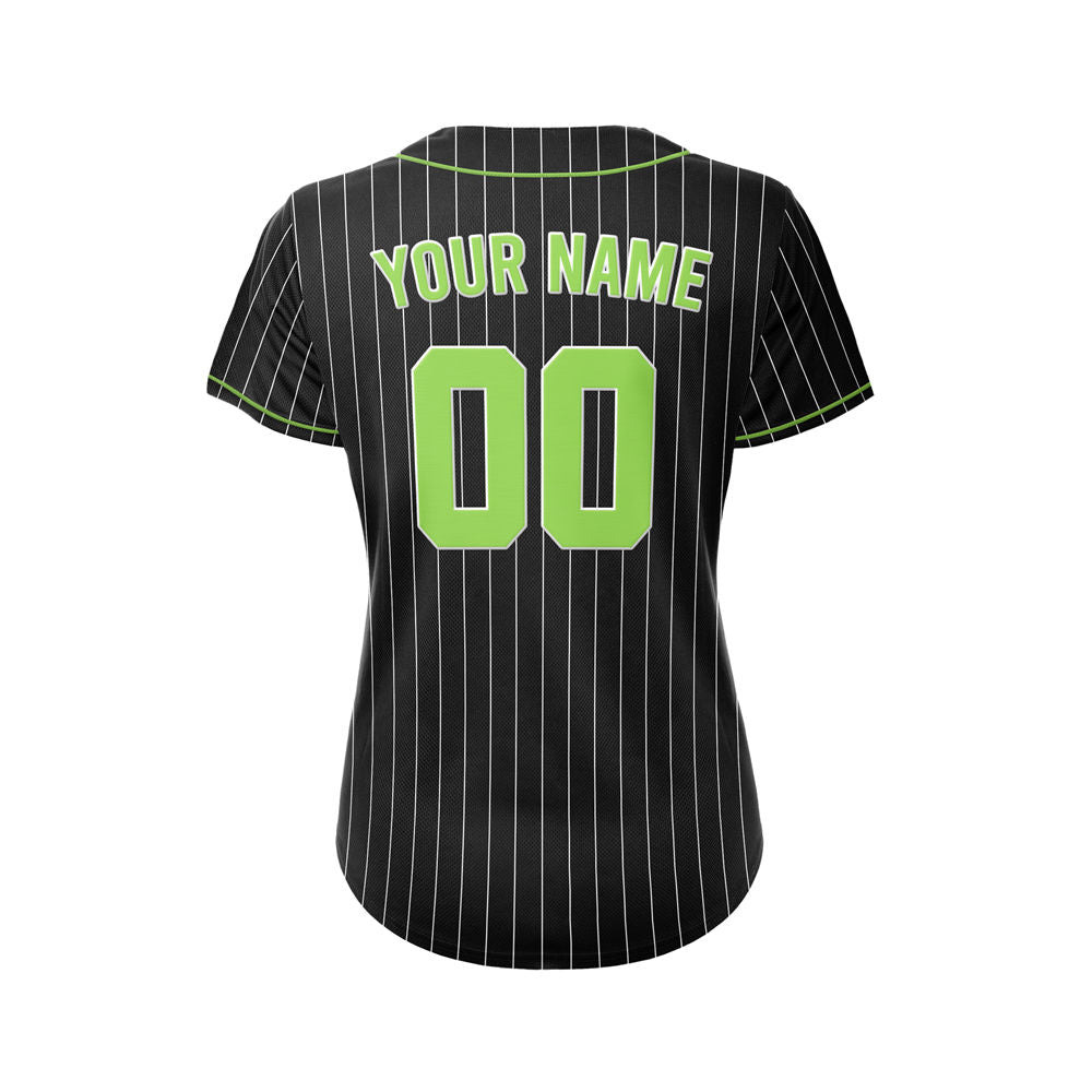 Women Custom Sublimation Black Pinstripe Baseball Jersey