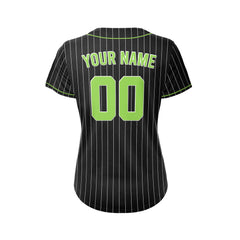 Women Custom Sublimation Black Pinstripe Baseball Jersey