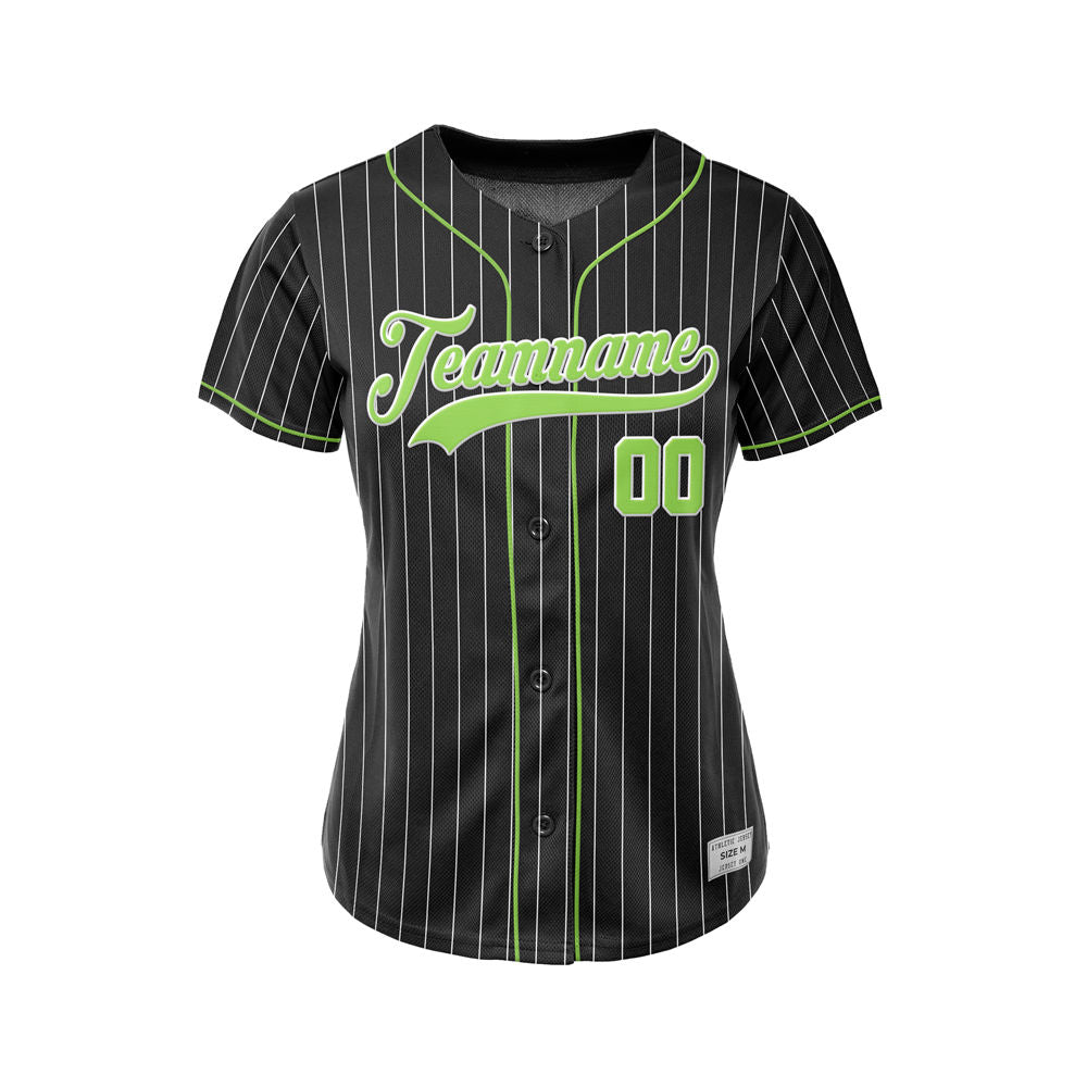 Women Custom Sublimation Black Pinstripe Baseball Jersey