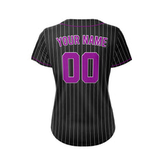 Women Custom Sublimation Black Pinstripe Baseball Jersey