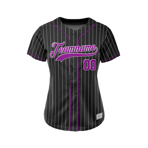 Women Custom Sublimation Black Pinstripe Baseball Jersey