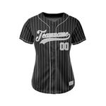 Women Custom Sublimation Black Pinstripe Baseball Jersey thumbnail