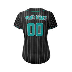 Women Custom Sublimation Black Pinstripe Baseball Jersey