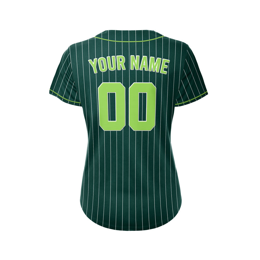 Women Custom Sublimation Deep Green Pinstripe Baseball Jersey