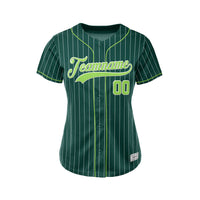 Women Custom Sublimation Deep Green Pinstripe Baseball Jersey thumbnail