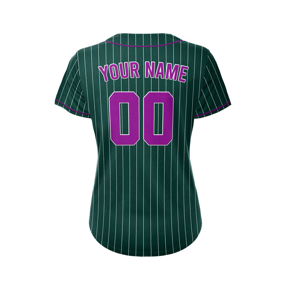 Women Custom Sublimation Deep Green Pinstripe Baseball Jersey