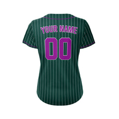 Women Custom Sublimation Deep Green Pinstripe Baseball Jersey