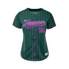 Women Custom Sublimation Deep Green Pinstripe Baseball Jersey
