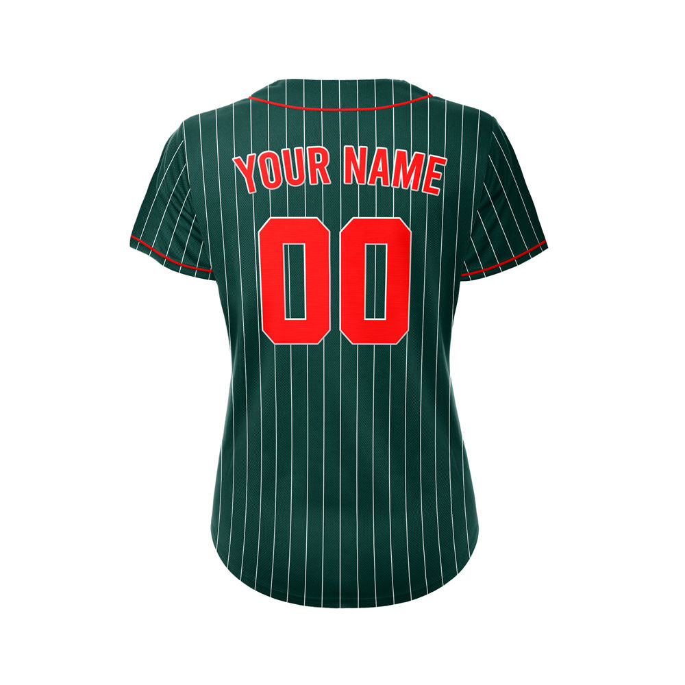 Women Custom Sublimation Deep Green Pinstripe Baseball Jersey