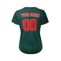 Women Custom Sublimation Deep Green Pinstripe Baseball Jersey