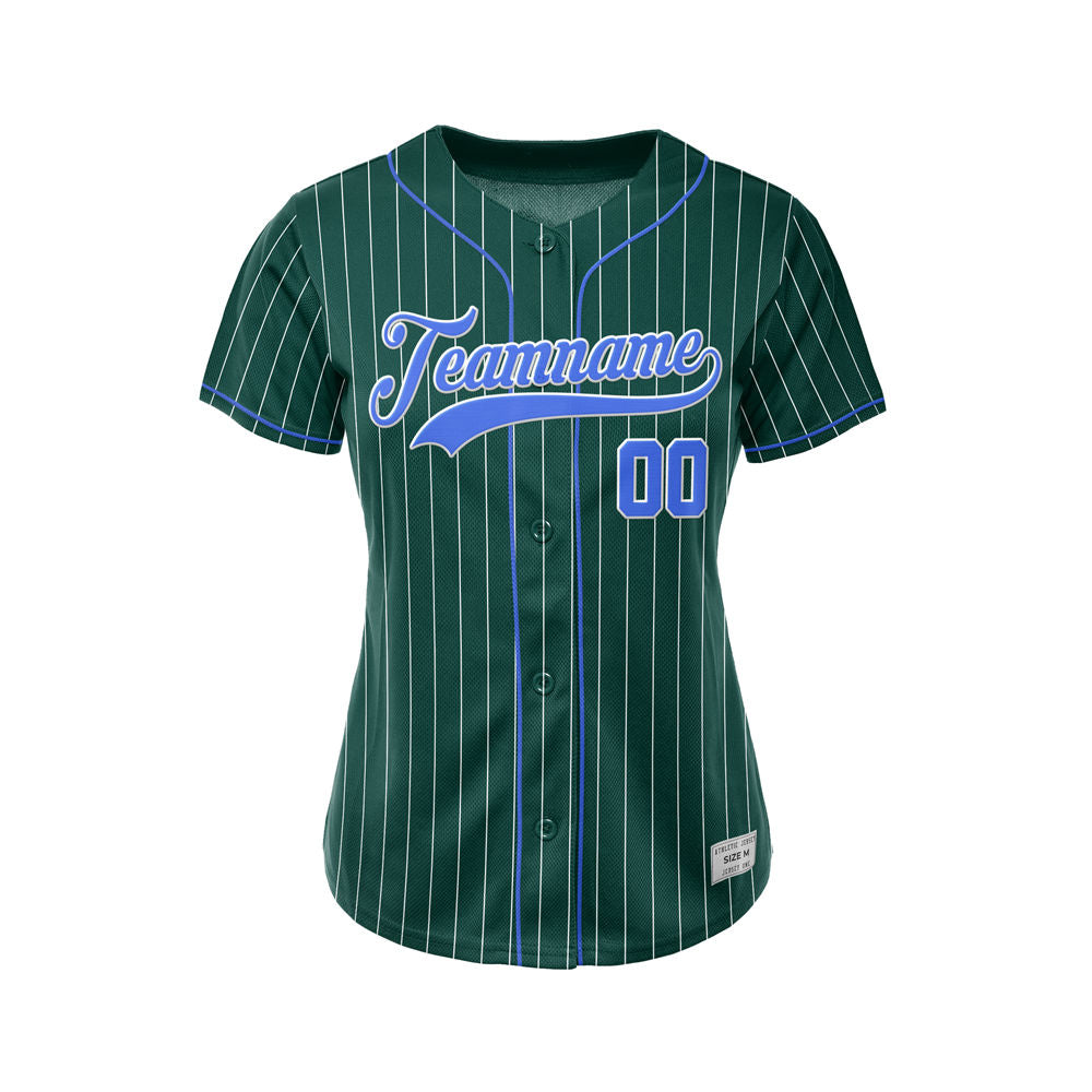 Women Custom Sublimation Deep Green Pinstripe Baseball Jersey