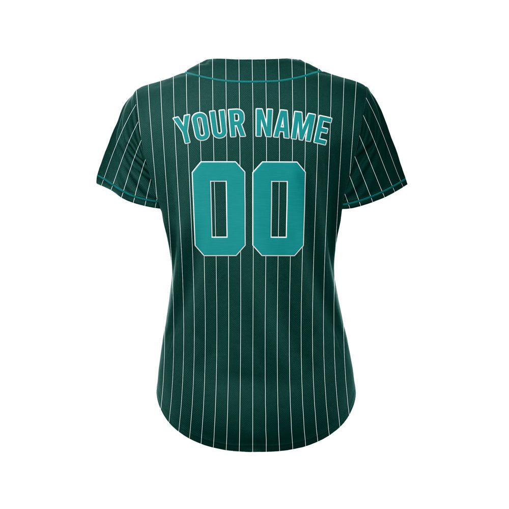 Women Custom Sublimation Deep Green Pinstripe Baseball Jersey