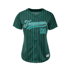 Women Custom Sublimation Deep Green Pinstripe Baseball Jersey