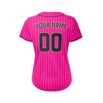 Women Custom Pinstripe Baseball Jersey Deep Pink Black Sublimation Jersey One thumbnail