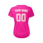 Women Custom Sublimation Deep Pink Pinstripe Baseball Jersey