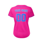 Women Custom Sublimation Deep Pink Pinstripe Baseball Jersey