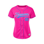 Women Custom Sublimation Deep Pink Pinstripe Baseball Jersey