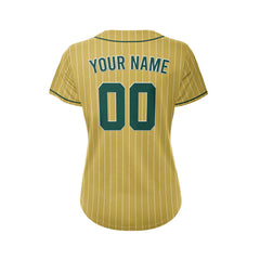 Women Custom Sublimation Gold Pinstripe Baseball Jersey