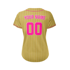 Women Custom Sublimation Gold Pinstripe Baseball Jersey