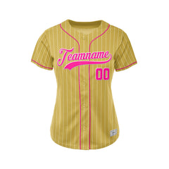 Women Custom Sublimation Gold Pinstripe Baseball Jersey